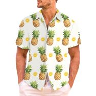 YWBleked Hawaii 3D Baskı Rahat Beyaz Erkek Gömlek