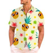 YWBleked Hawaii 3D Baskı Rahat Ekstra Bej Erkek Gömlek