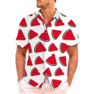 YWBleked Hawaii 3D Baskı Rahat Ekstra Kırmızı Erkek Gömlek