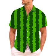 YWBleked Hawaii 3D Baskı Rahat Ekstra Yeşil Erkek Gömlek