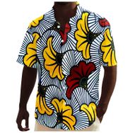 YWBleked Hawaii Afrika Dashiki Flanel Sarı Erkek Gömlek