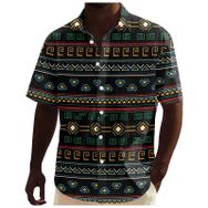 YWBleked Hawaii Afrika Dashiki Flanel Siyah Erkek Gömlek