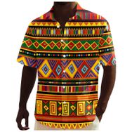 YWBleked Hawaii Afrika Dashiki Flanel Turuncu Erkek Gömlek