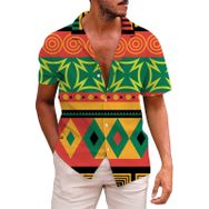 YWBleked Hawaii Afrika Tarzı Gündelik Yeşil Erkek Gömlek