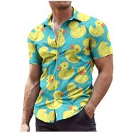 YWBleked Hawaii Aloha Baskılı Açık Mavi Erkek Gömlek