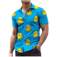 YWBleked Hawaii Aloha Baskılı Gök Mavisi Erkek Gömlek