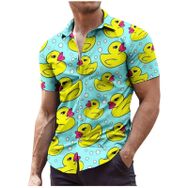 YWBleked Hawaii Aloha Baskılı Mavi Erkek Gömlek