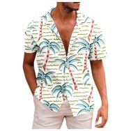 YWBleked Hawaii Çiçek Baskılı Günlük Mavi Erkek Gömlek