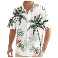 YWBleked Hawaii Çiçek Baskılı Rahat Bej Erkek Gömlek