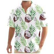 YWBleked Hawaii Çiçek Baskılı Rahat Beyaz Erkek Gömlek