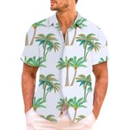 YWBleked Hawaii Çiçek Desenli 3D Baskı Gök Mavisi Erkek Gömlek