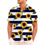 YWBleked Hawaii Çiçek Desenli 3D Baskı Sarı Erkek Gömlek