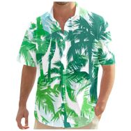 YWBleked Hawaii Çiçek Desenli Gündelik Zincir Yeşil Erkek Gömlek