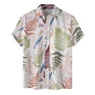 YWBleked Hawaii Rahat 3D Baskılı Beyaz Erkek Gömlek