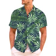 YWBleked Hawaii Tropik Tarz Trend Yeşil Erkek Gömlek