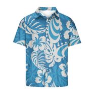 YWBleked Hawaii Vintage Baskılı Rahat Gök Mavisi Erkek Gömlek