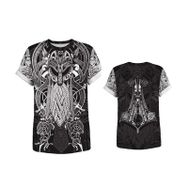 Yxyeceipeno B Viking Mitoloji Dijital Baskı Desenli Polyester Kumaş Rahat ve Nefes Alabilir Yumuşak 3 Stil Erkek T-shirt