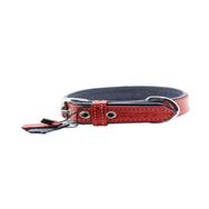Zampa Flatiron 2x42 cm Kırmızı Lacivert Yumuşak Dokulu Gerçek Deri Köpek Tasması