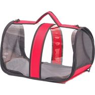 Zampa Flybag Kırmızı 25x26x44 cm Kedi Köpek Şeffaf Taşıma Çantası