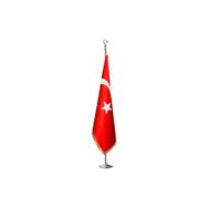 ZC Bayrak Türk Makam Bayrağı Krom Kaplı Direk ve Simli Bayrak Seti
