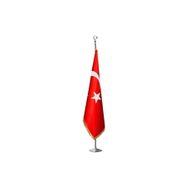ZC Bayrak Türk Makam Bayrağı Krom Kaplı Direk ve Simli Bayrak Seti