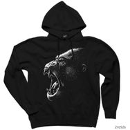 Zepplin King Kong Face Siyah Kapşonlu Sweatshirt