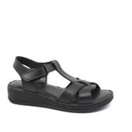 Zerhan G1015 Siyah Cırtlı Yumuşak Taban Comfort Kadın Sandalet