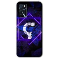 Zero Oppo A16 HD Desen Baskılı Dark Neon Yaprak C Harfi Cep Telefonu Kılıfı