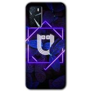 Zero Oppo A16 HD Desen Baskılı Dark Neon Yaprak Ü Harfi Cep Telefonu Kılıfı