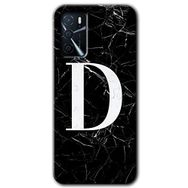 Zero Oppo A16 HD Desen Baskılı Siyah Mermer Desenli D Harfi Cep Telefonu Kılıfı