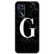 Zero Oppo A16 HD Desen Baskılı Siyah Mermer Desenli G Harfi Cep Telefonu Kılıfı