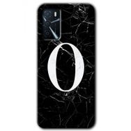 Zero Oppo A16 HD Desen Baskılı Siyah Mermer Desenli O Harfi Cep Telefonu Kılıfı