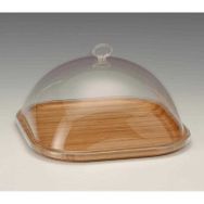 Zicco Akrilik Kapaklı, Ahşap Altlı, 25x25x h:14 cm Fanus