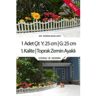 Zidi Plastik Y:25 cm G:25 cm Beyaz Toprak Ayaklı Dekoratif Plastik Bahçe Çiti ve Peyzaj Çiti