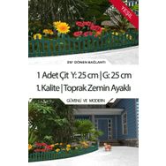 Zidi Plastik Y:25 cm G:25 cm Yeşil Toprak Ayaklı Dekoratif Plastik Bahçe Çiti ve Peyzaj Çiti