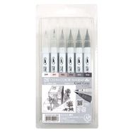 Zig Clean Color Real Brush Cool Grey Fırça Uçlu 6'lı Marker Kalem Set