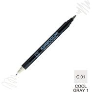 Zig Kurecolor Mangaka Fine & Brush CNKC-2200 C.01 Cool Gray 1 Çift Taraflı Markör Kalem
