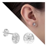 Zirkon Taşlı Daire Tasarım 925 Ayar Kadın Gümüş Küpe