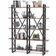 Zizuva 150x30x180 cm 5 Raflı Ceviz Aksesuar Düzenleyici ve Kitaplık