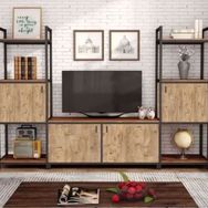 Zizuva 155x230 cm Raflı Kapaklı Ceviz TV Ünitesi Modeli