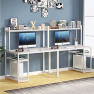 Zizuva 240x60x135 cm İki Kişilik Beyaz Ev ve Ofis Çalışma Masası