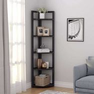 Zizuva Tasarım 35x30x150 cm Siyah Köşe Kitaplık