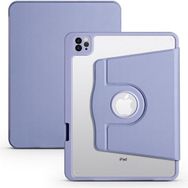 Zore Apple iPad 10.2 2021 9. Nesil Uyumlu Termik Kalem Bölmeli Dönebilen Standlı Lavendery Gray Kılıf