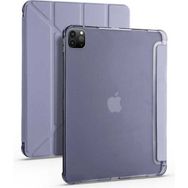 Zore Apple iPad Pro 12.9 2020 4. Nesil Standlı Kalem Bölmeli Tri Folding Mor Kılıf