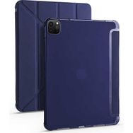 Zore Apple iPad Pro 12.9 2021 5. Nesil Tri Folding Kalem Bölmeli Standlı - Lacivert Kılıf