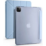 Zore Apple iPad Pro 12.9 2022 M2 Tri Folding Kalem Bölmeli Standlı - Mavi Kılıf