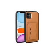 Zore Apple iPhone 11 Uyumlu Kartlıklı Standlı ​Pu Deri Memo Kapak Kahve Açık Kılıf