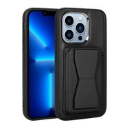 Zore Apple iPhone 13 Pro Max Uyumlu Siyah Kartlıklı Standlı ​Pu Deri Memo Kapak Kılıf