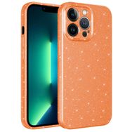 Zore Apple iPhone 13 Pro Max Uyumlu Turuncu Kamera Korumalı Simli Lüks Koton Kapak Kılıf