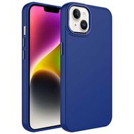 Zore Apple iPhone 13 Uyumlu Lacivert Metal Çerçeve ve Buton Tasarımlı Silikon Luna Kapak Kılıf